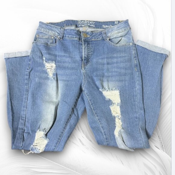 Distressed Skinny Boyfriend Jeans for Women Casual High Waist Stretch Jeans - Picture 1 of 8